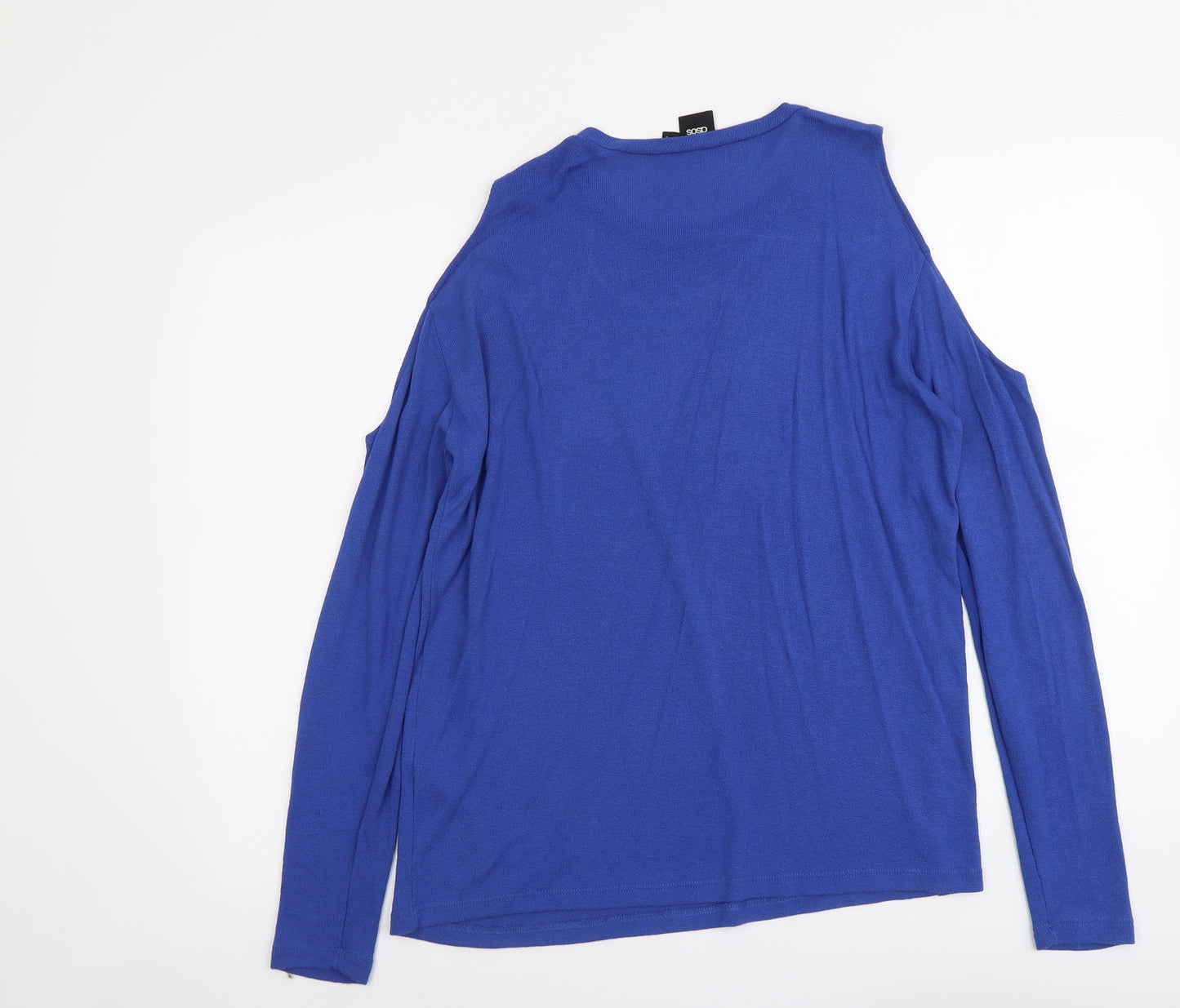 ASOS Womens Blue Round Neck Viscose Pullover Jumper Size 12 - Cold Shoulder
