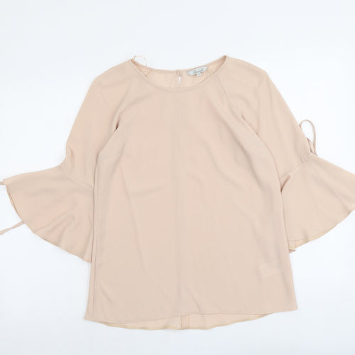Peacocks Womens Pink Polyester Basic Blouse Size 8 Round Neck