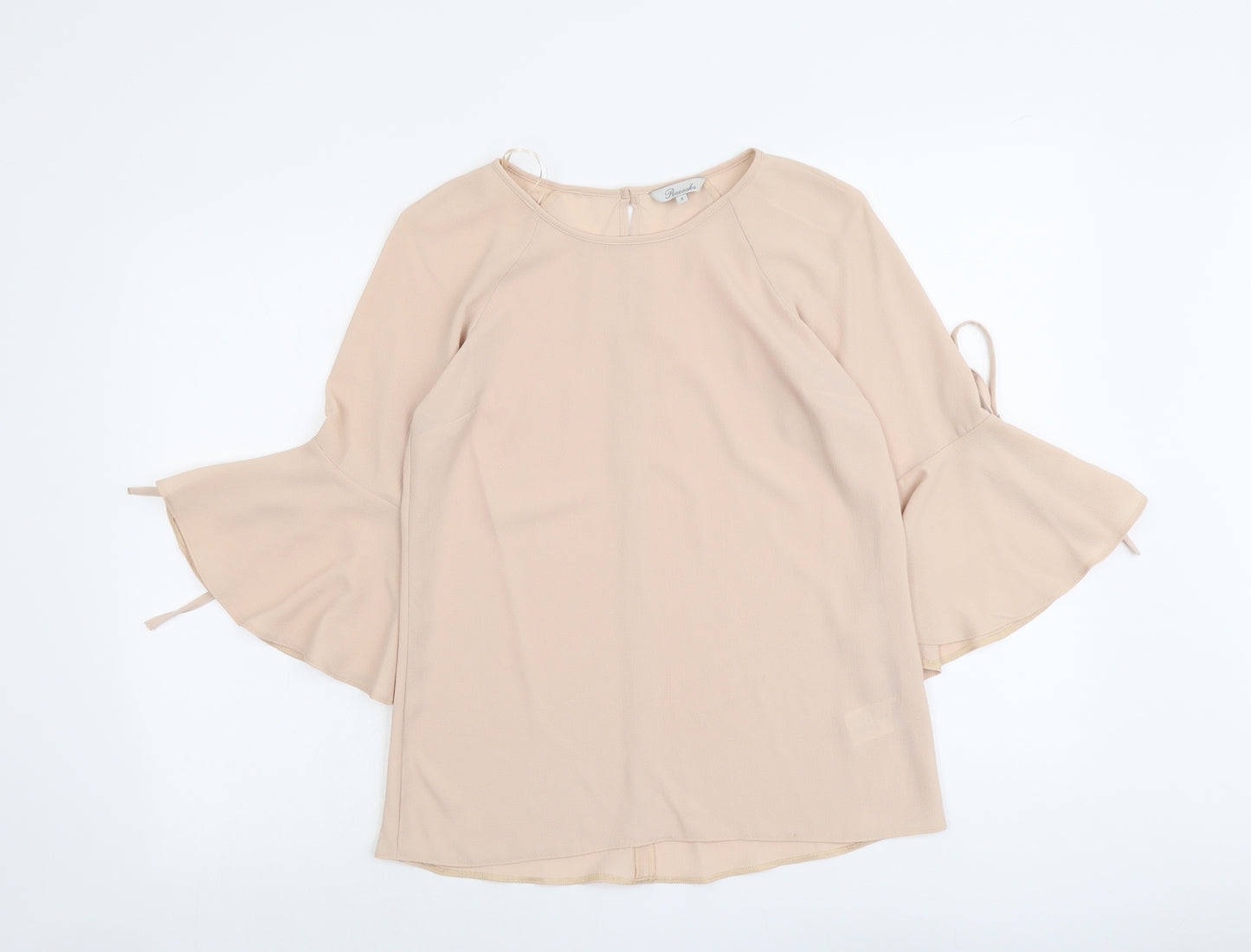 Peacocks Womens Pink Polyester Basic Blouse Size 8 Round Neck