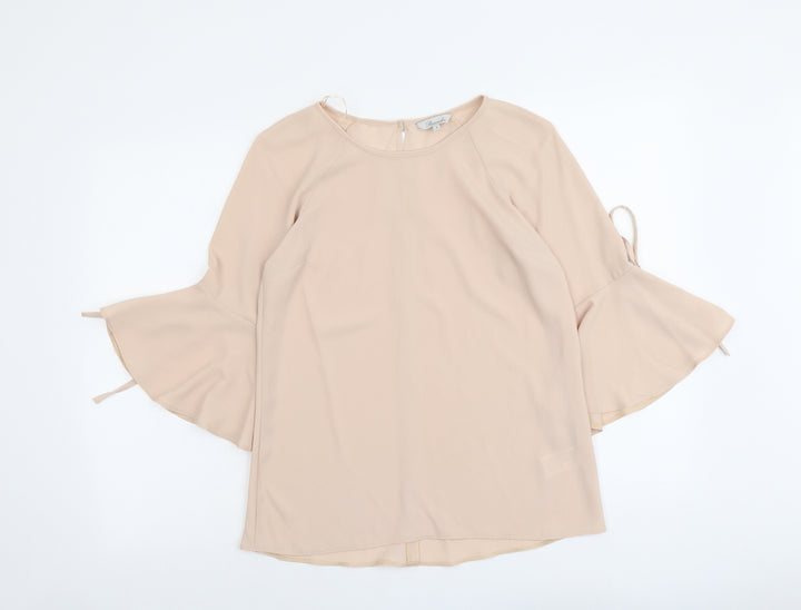 Peacocks Womens Pink Polyester Basic Blouse Size 8 Round Neck