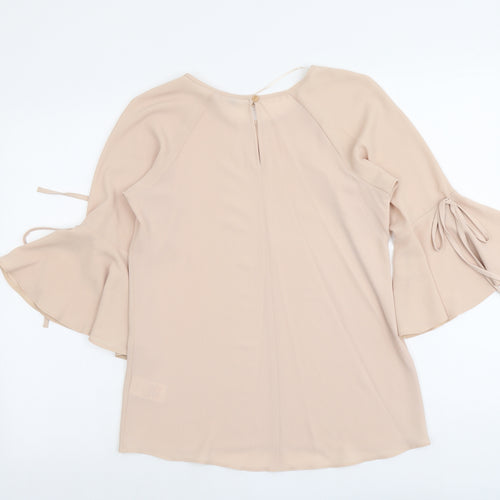 Peacocks Womens Pink Polyester Basic Blouse Size 8 Round Neck