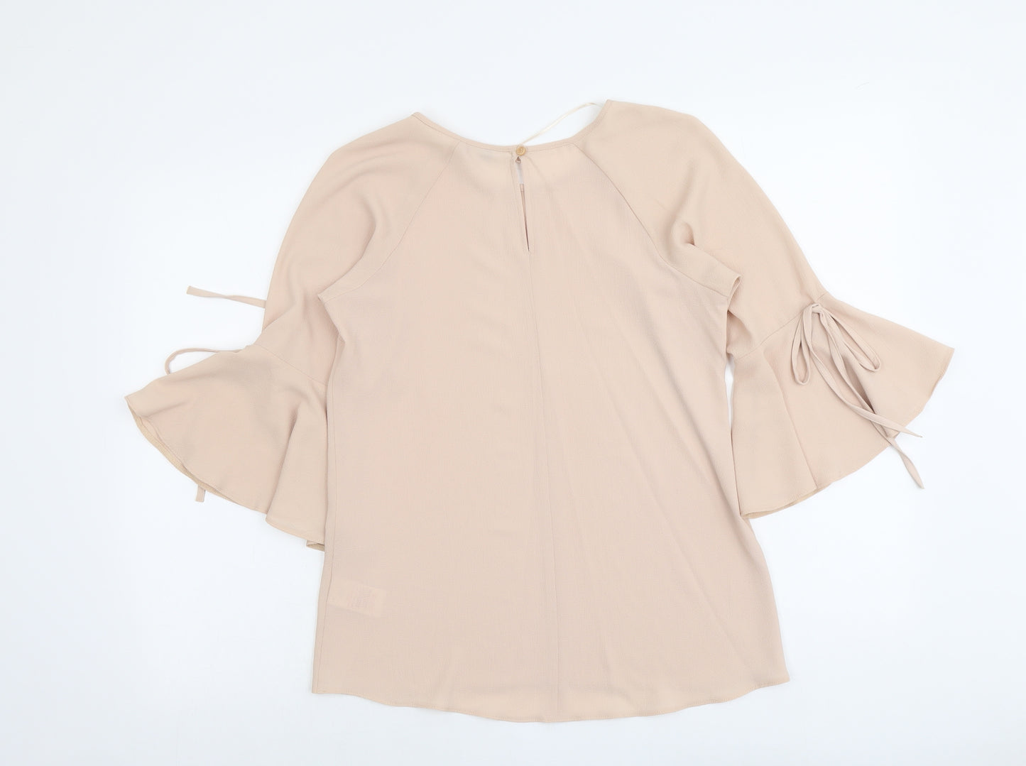 Peacocks Womens Pink Polyester Basic Blouse Size 8 Round Neck