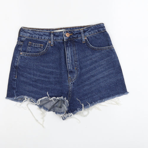 FOREVER 21 Womens Blue Cotton Hot Pants Shorts Size 24 in L3 in Regular Button