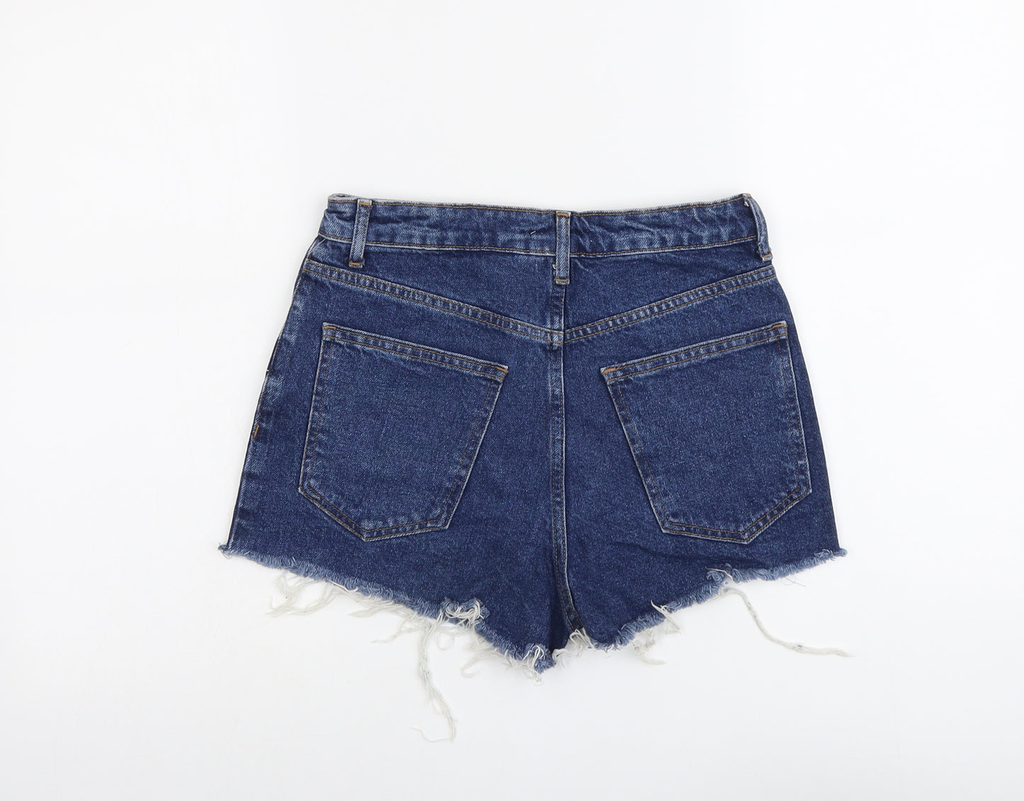 FOREVER 21 Womens Blue Cotton Hot Pants Shorts Size 24 in L3 in Regular Button