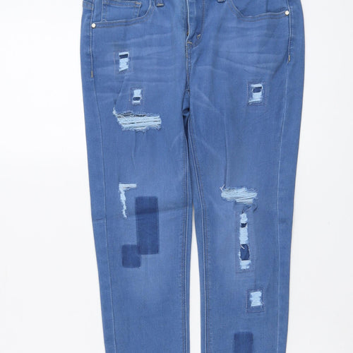 RRJ Womens Blue Cotton Straight Jeans Size 27 in L24 in Regular Button