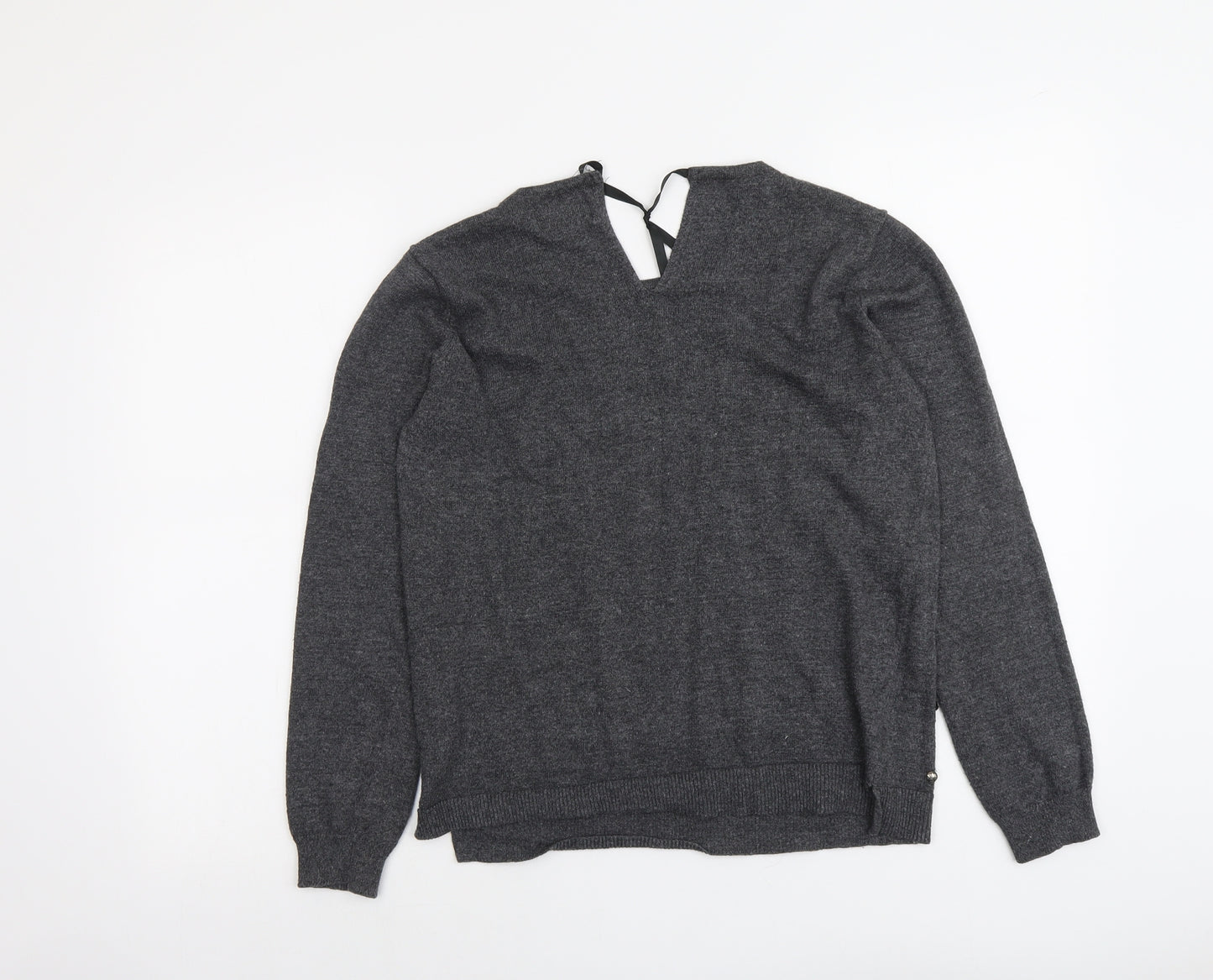 Papaya Womens Grey Round Neck Polyester Pullover Jumper Size 12
