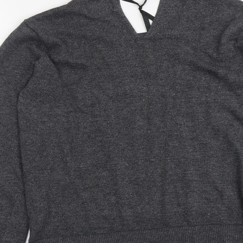 Papaya Womens Grey Round Neck Polyester Pullover Jumper Size 12
