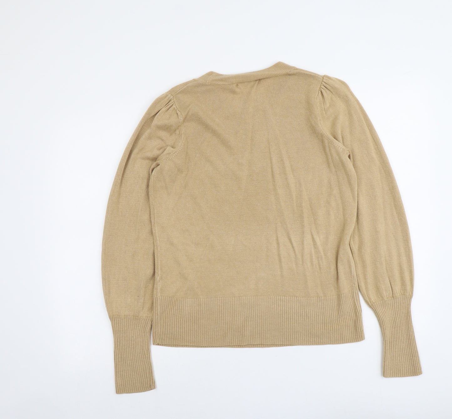 George Womens Beige Round Neck Acrylic Pullover Jumper Size 14