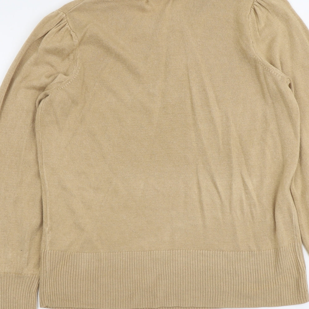 George Womens Beige Round Neck Acrylic Pullover Jumper Size 14