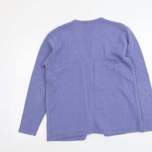 Alibi Womens Purple Round Neck Acrylic Cardigan Jumper Size 14