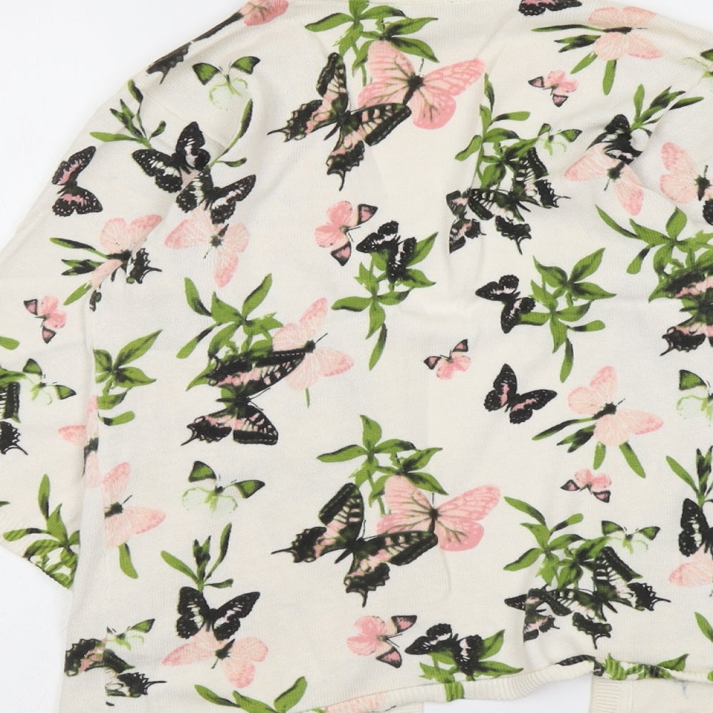 Dorothy Perkins Womens Pink V-Neck Floral Cotton Cardigan Jumper Size 8