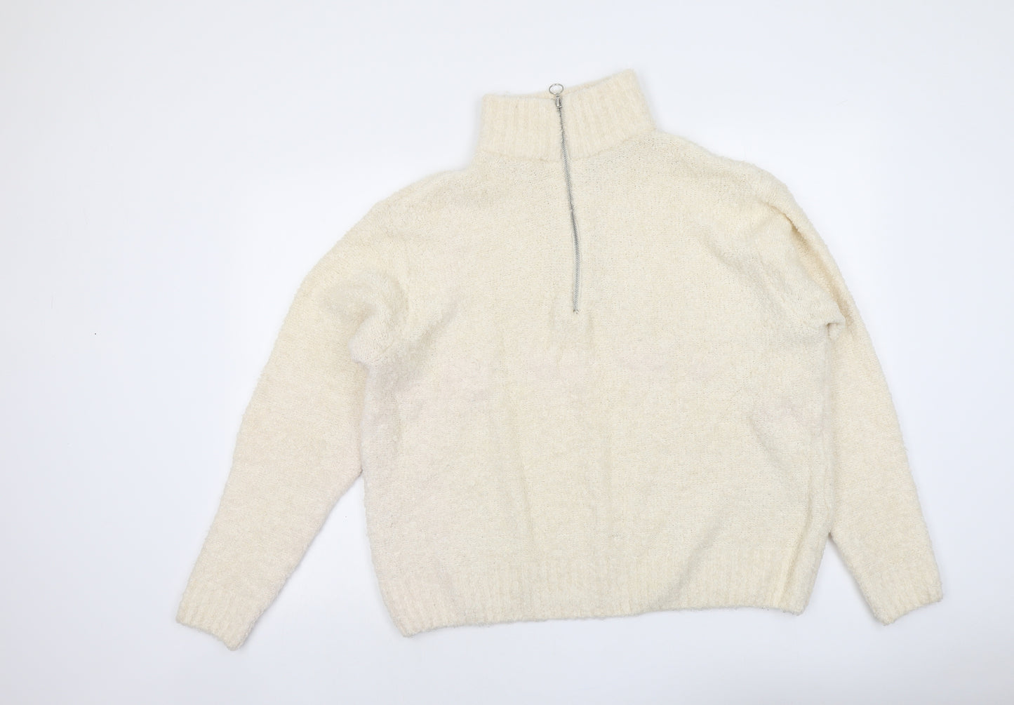 Primark Womens Ivory Mock Neck Acrylic Pullover Jumper Size XL
