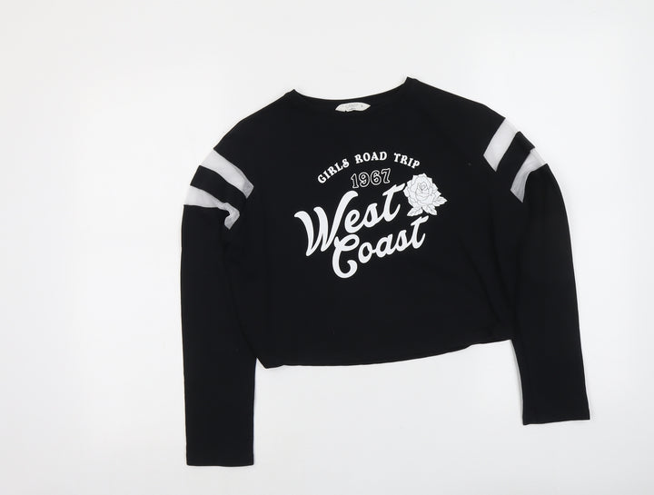Candy Couture Girls Black Cotton Pullover Sweatshirt Size 11 Years Pullover - Girls Road Trip West Coast