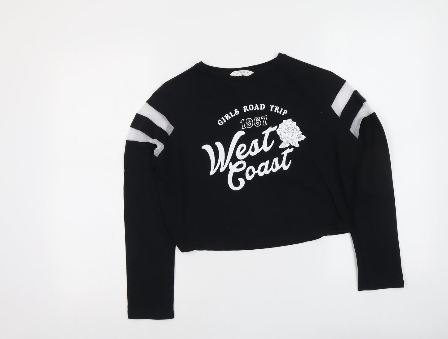 Candy Couture Girls Black Cotton Pullover Sweatshirt Size 11 Years Pullover - Girls Road Trip West Coast