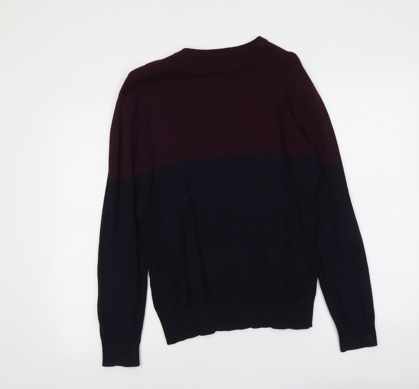 French Connection Mens Blue Round Neck Cotton Pullover Jumper Size M Long Sleeve