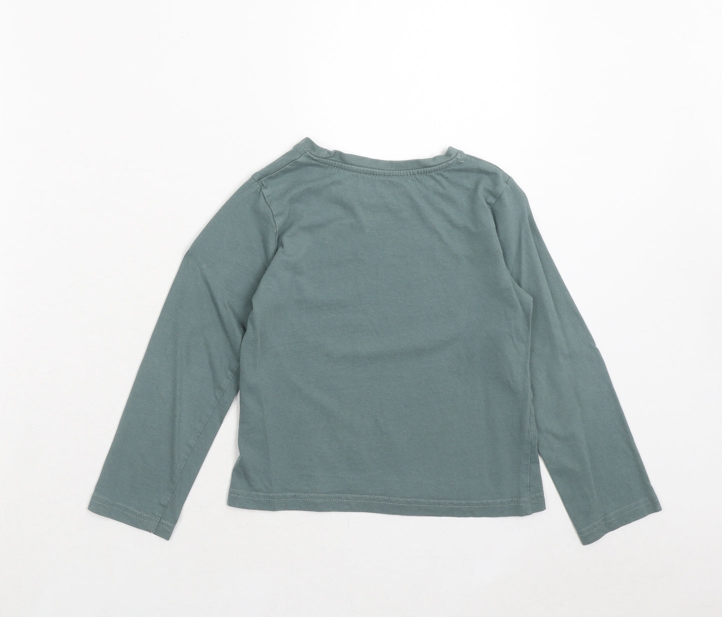 Primark Girls Green Cotton Basic T-Shirt Size 6-7 Years Round Neck Pullover - Always Smiling