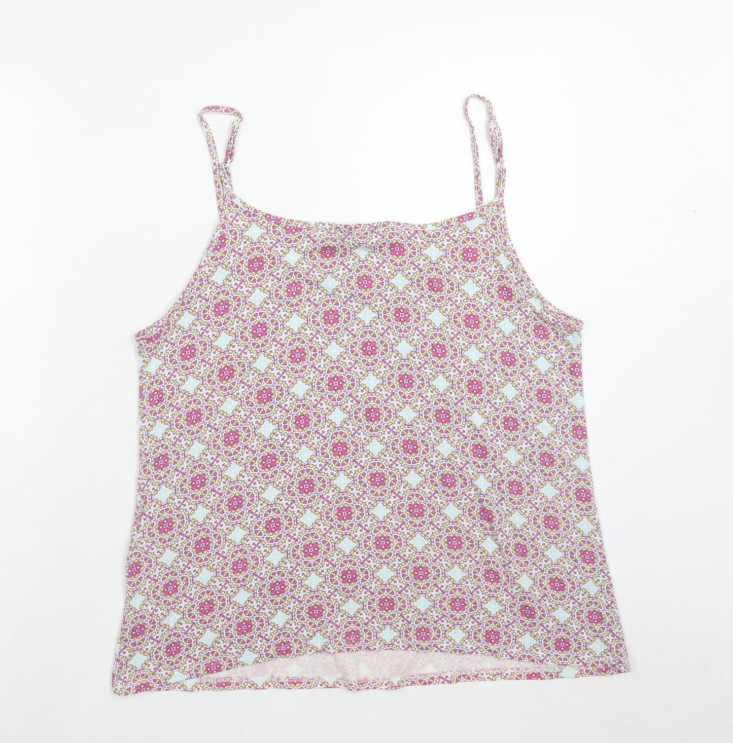 George Womens Pink Geometric Viscose Basic Tank Size 16 V-Neck