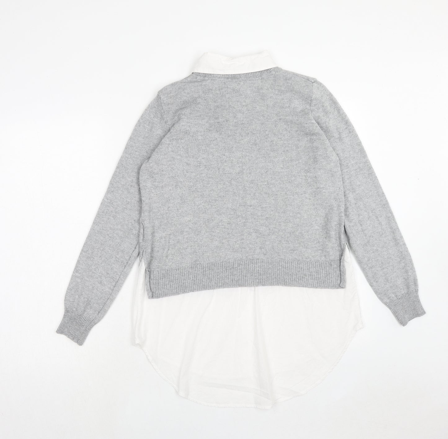 H&M Womens Grey Collared Cotton Pullover Jumper Size S