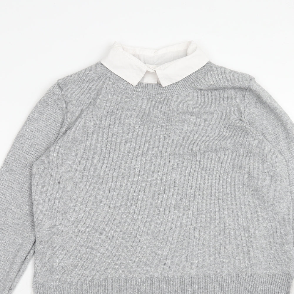 H&M Womens Grey Collared Cotton Pullover Jumper Size S
