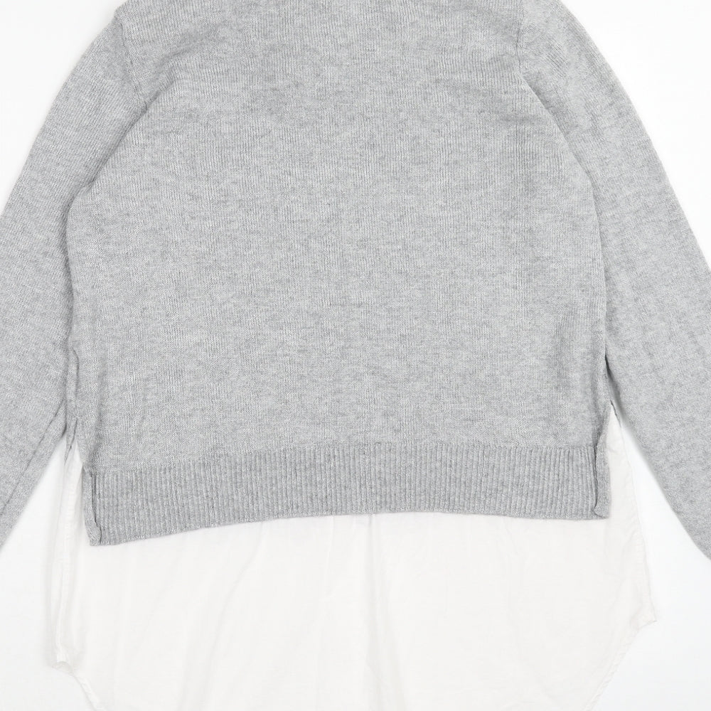 H&M Womens Grey Collared Cotton Pullover Jumper Size S