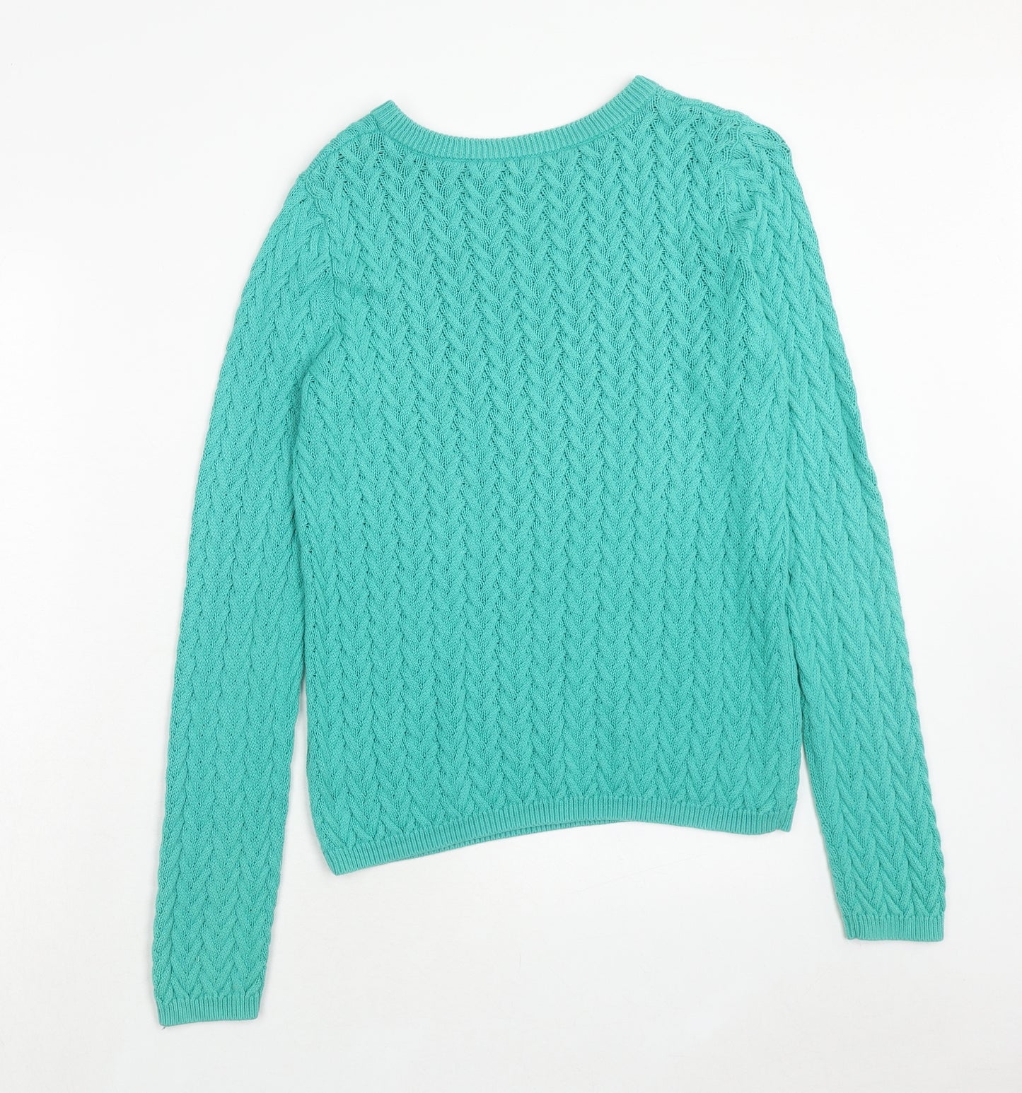 TU Womens Green Boat Neck Cotton Pullover Jumper Size 8