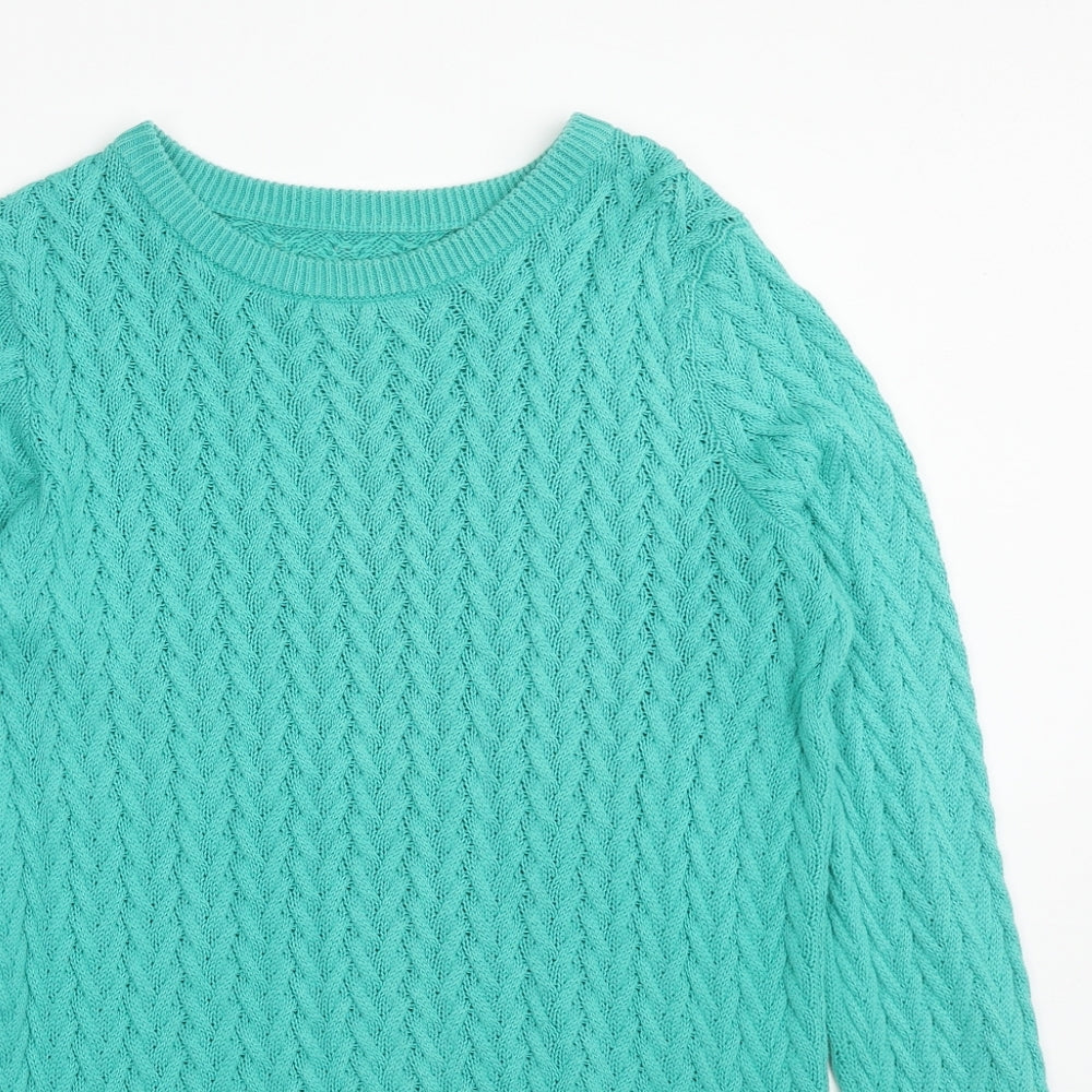 TU Womens Green Boat Neck Cotton Pullover Jumper Size 8