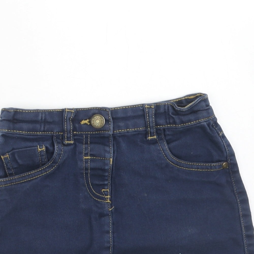 TU Girls Blue Cotton Mini Skirt Size 4-5 Years Regular Button