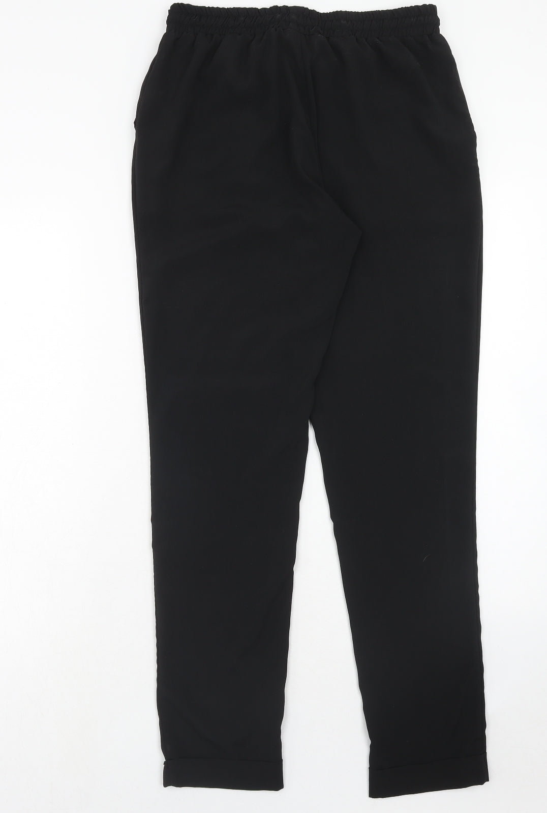 Zara Womens Black Polyester Jogger Trousers Size 10 Regular Drawstring