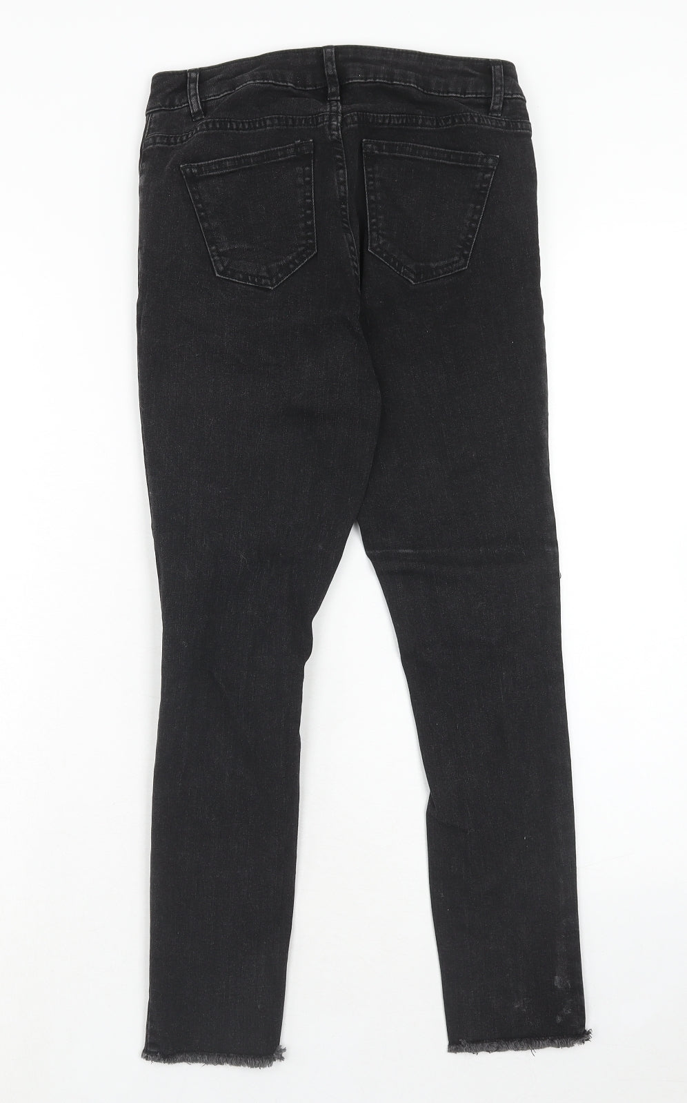 New Look Girls Black Cotton Skinny Jeans Size 12 Years Regular Zip - Distressed