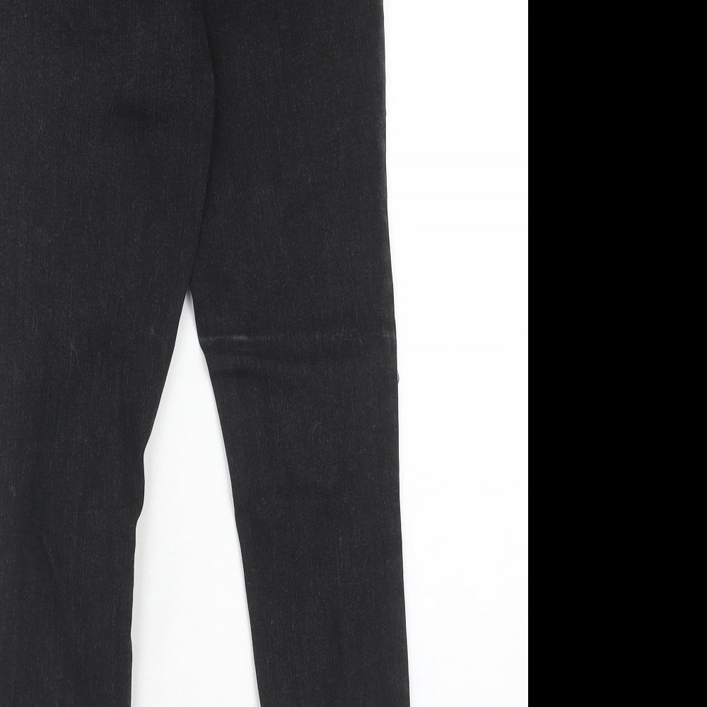 New Look Girls Black Cotton Skinny Jeans Size 12 Years Regular Zip - Distressed