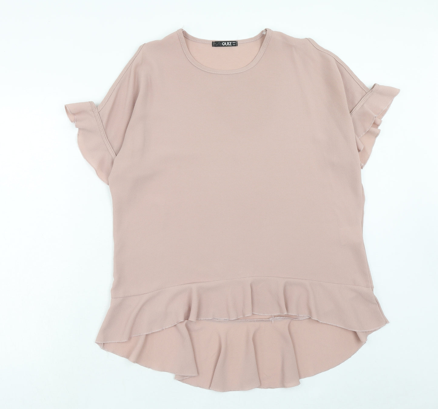 Quiz Womens Pink Polyester Basic Blouse Size 16 Round Neck