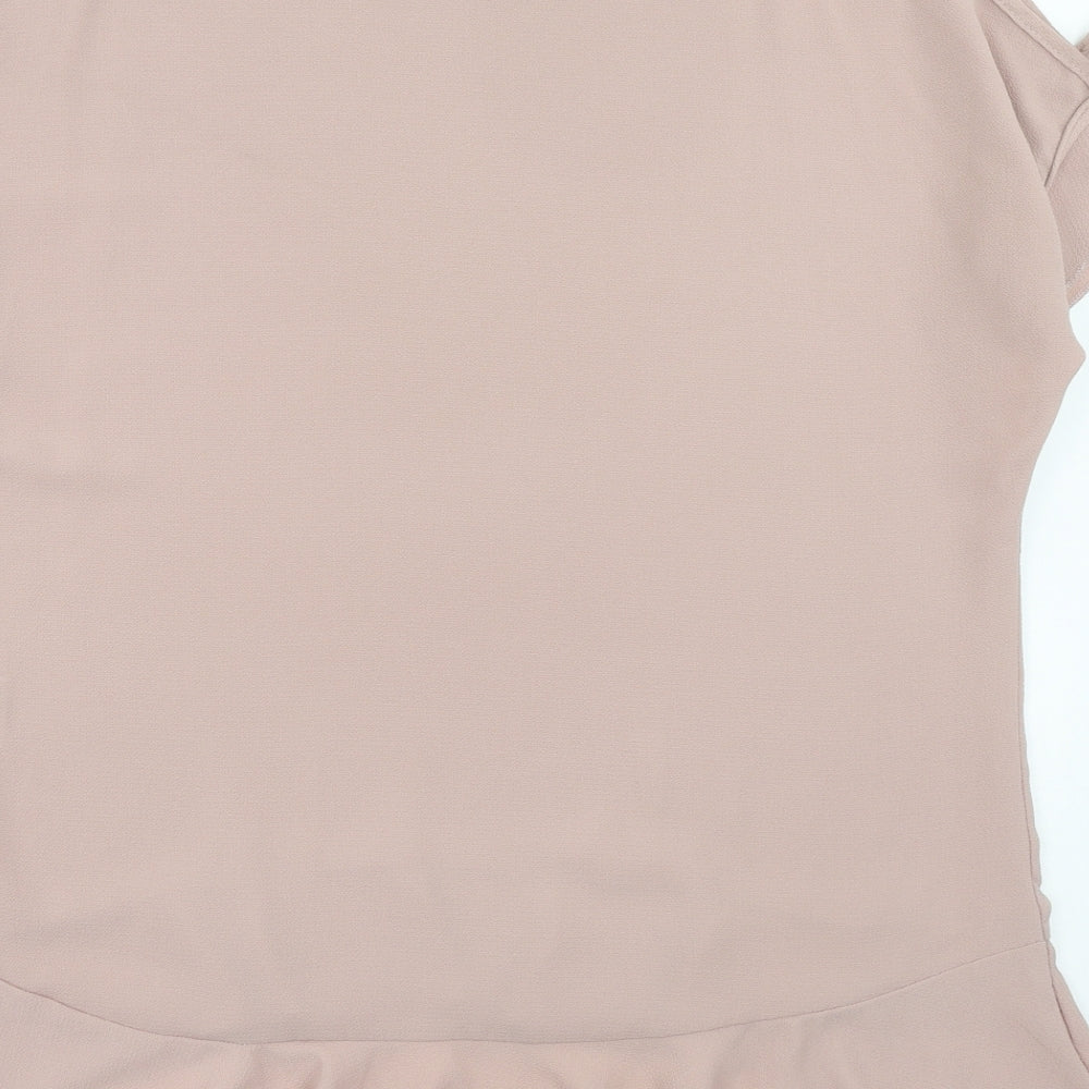 Quiz Womens Pink Polyester Basic Blouse Size 16 Round Neck