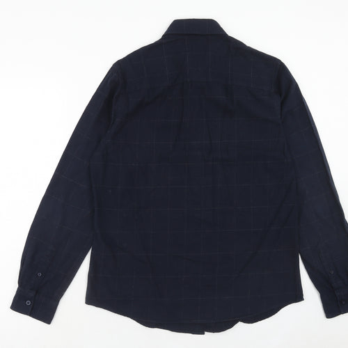 Nigel Hall Mens Blue Cotton Button-Up Size M Collared Button