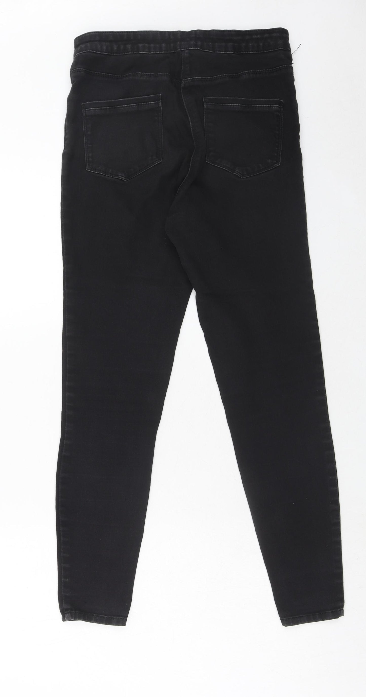 Matalan Womens Black Cotton Straight Jeans Size 12 Regular Zip