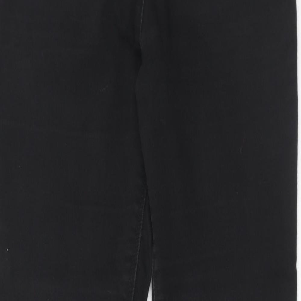 Matalan Womens Black Cotton Straight Jeans Size 12 Regular Zip