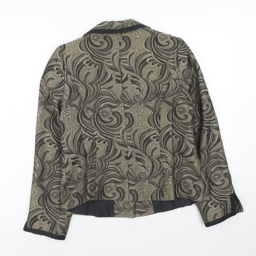 Perrie Womens Gold Polyester Jacket Blazer Size 12 - Baroque Pattern