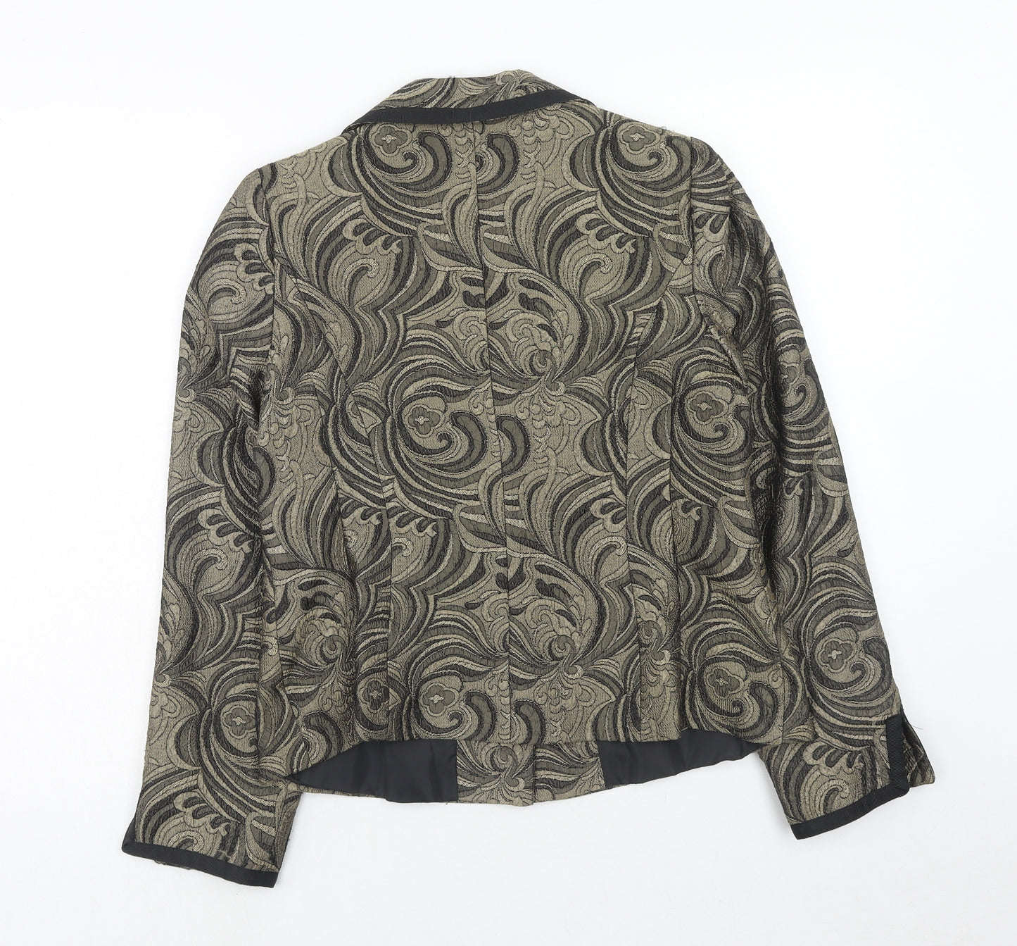 Perrie Womens Gold Polyester Jacket Blazer Size 12 - Baroque Pattern