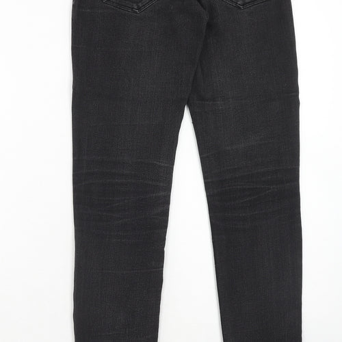 Preworn Womens Black Herringbone Cotton Skinny Jeans Size 27 in L32 in Regular Zip