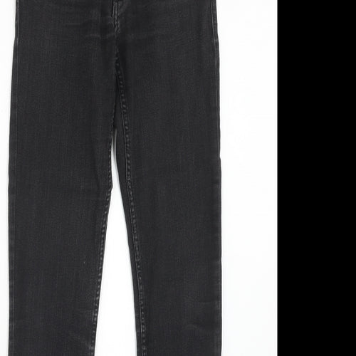 Preworn Womens Black Herringbone Cotton Skinny Jeans Size 27 in L32 in Regular Zip
