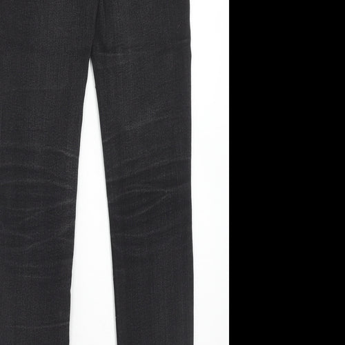 Preworn Womens Black Herringbone Cotton Skinny Jeans Size 27 in L32 in Regular Zip