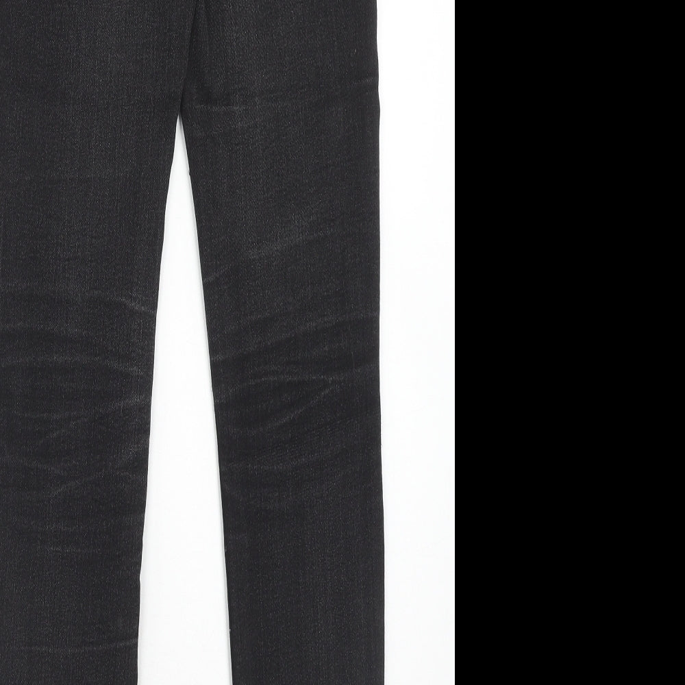 Preworn Womens Black Herringbone Cotton Skinny Jeans Size 27 in L32 in Regular Zip