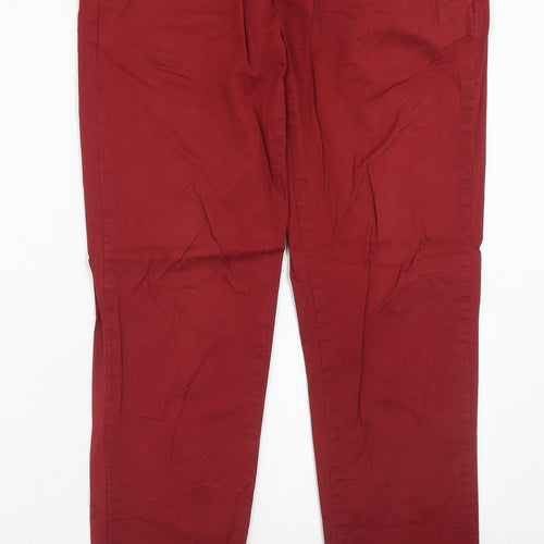 Montego Bay Club Womens Red Cotton Chino Trousers Size 10 Regular Zip