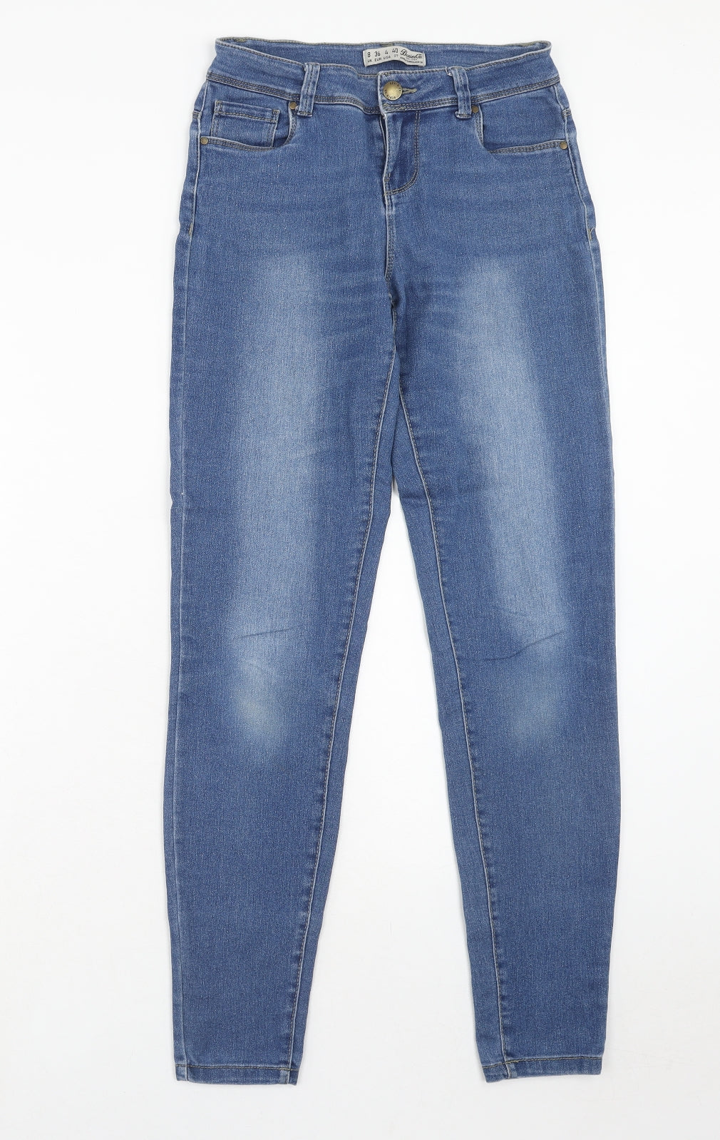 Denim & Co. Womens Blue Cotton Straight Jeans Size 8 Regular Zip