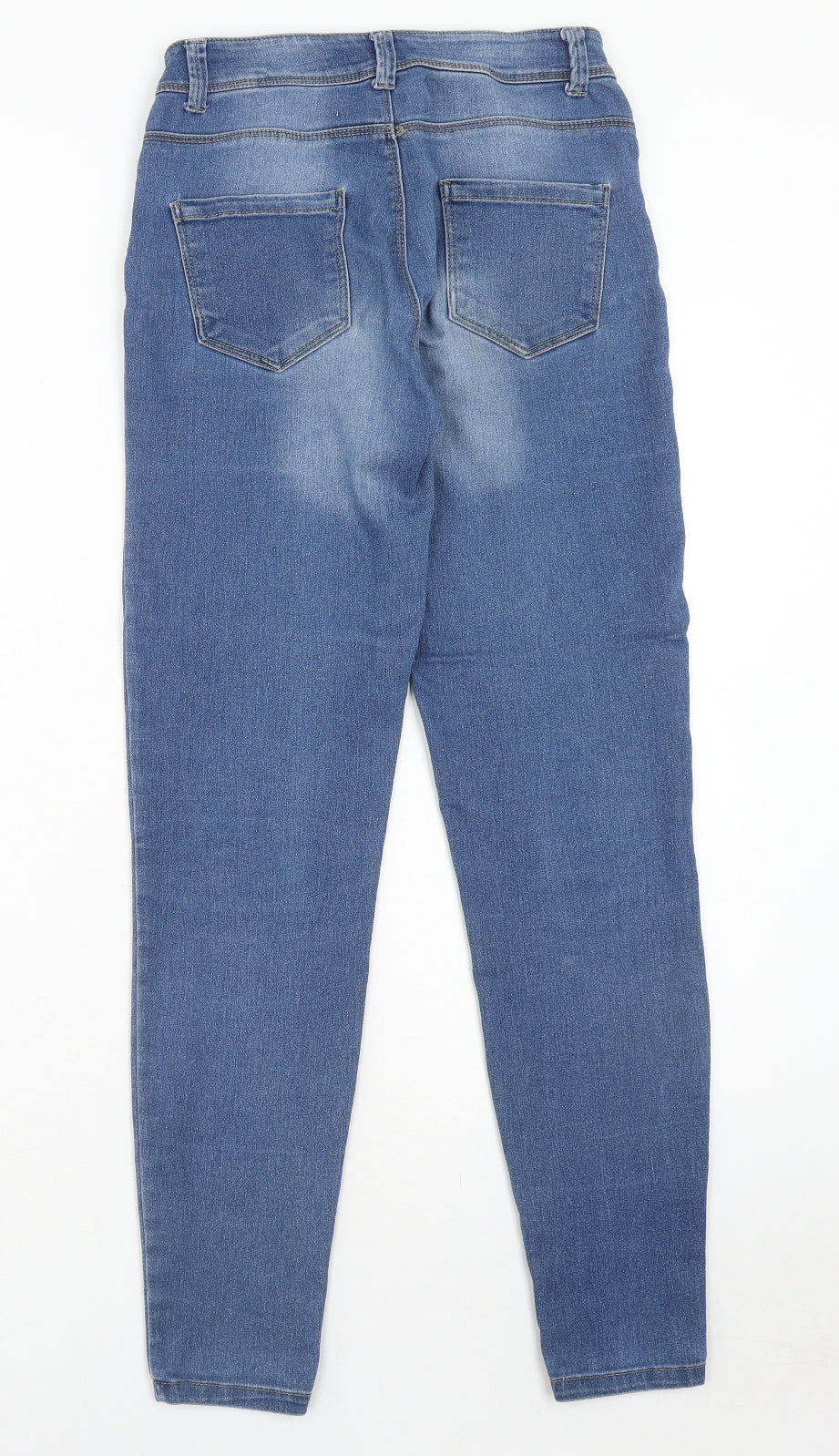 Denim & Co. Womens Blue Cotton Straight Jeans Size 8 Regular Zip