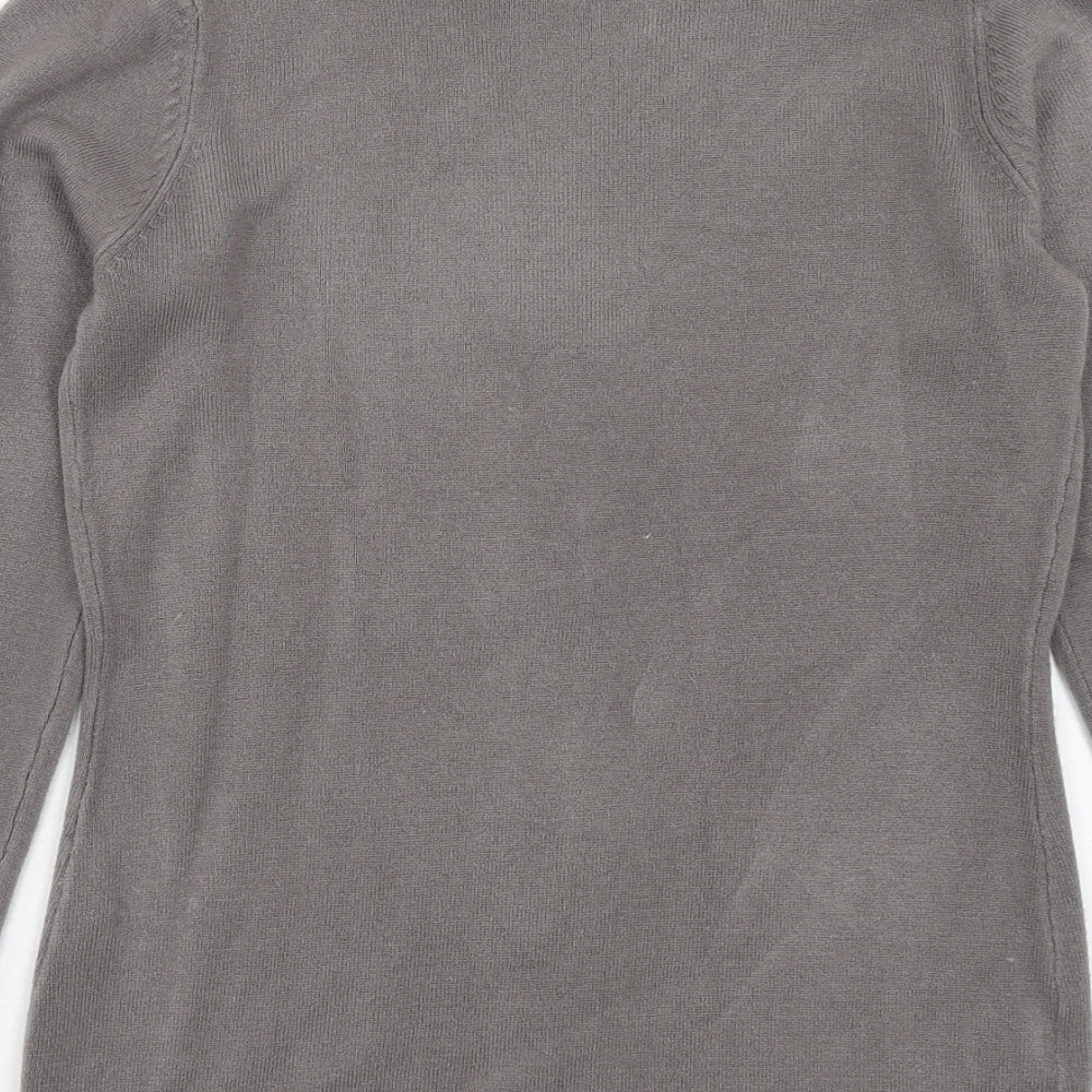 Papaya Womens Grey V-Neck Acrylic Cardigan Jumper Size 8