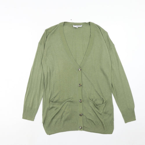 NEXT Womens Green V-Neck Viscose Cardigan Jumper Size 10