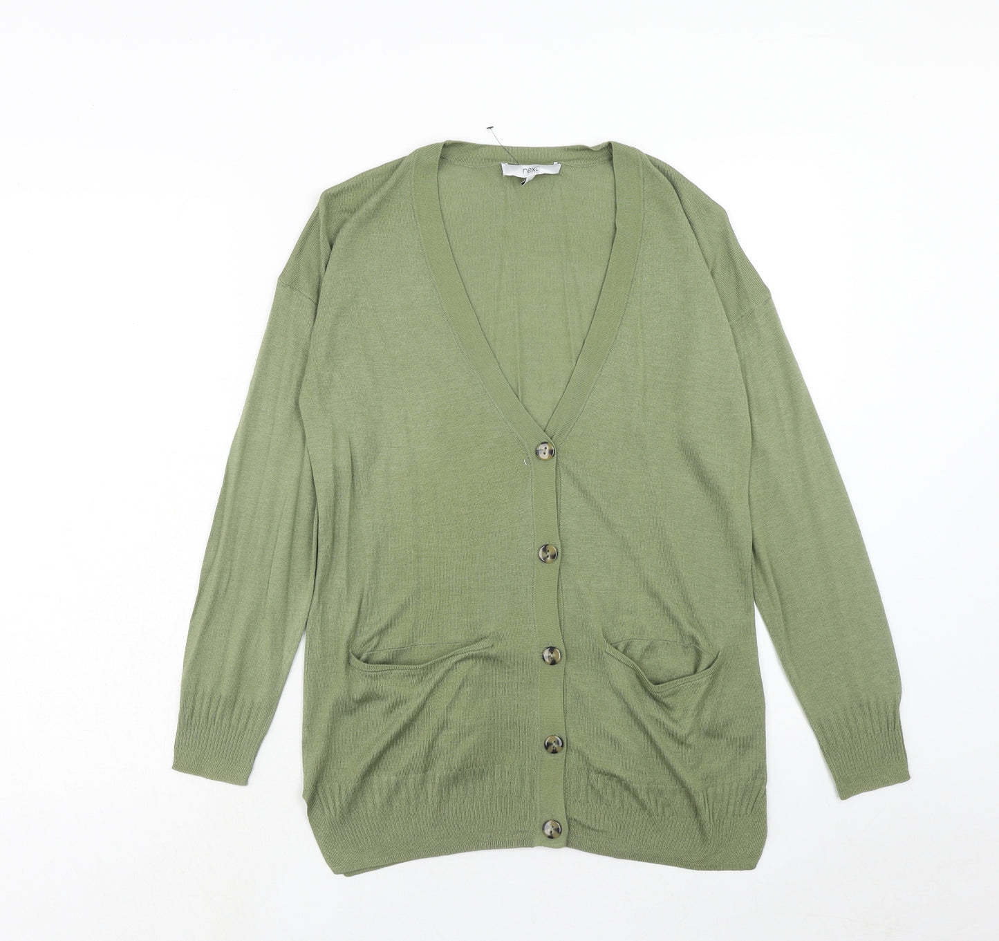 NEXT Womens Green V-Neck Viscose Cardigan Jumper Size 10