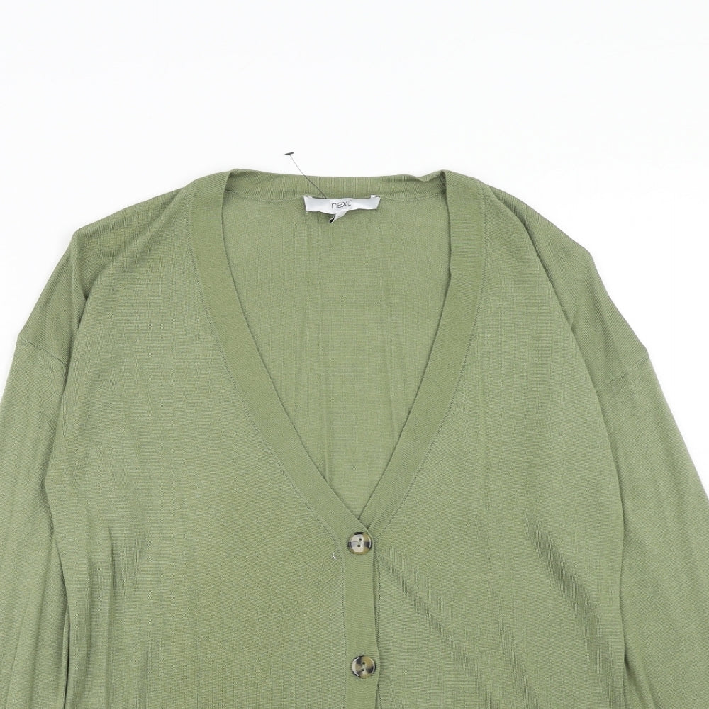 NEXT Womens Green V-Neck Viscose Cardigan Jumper Size 10