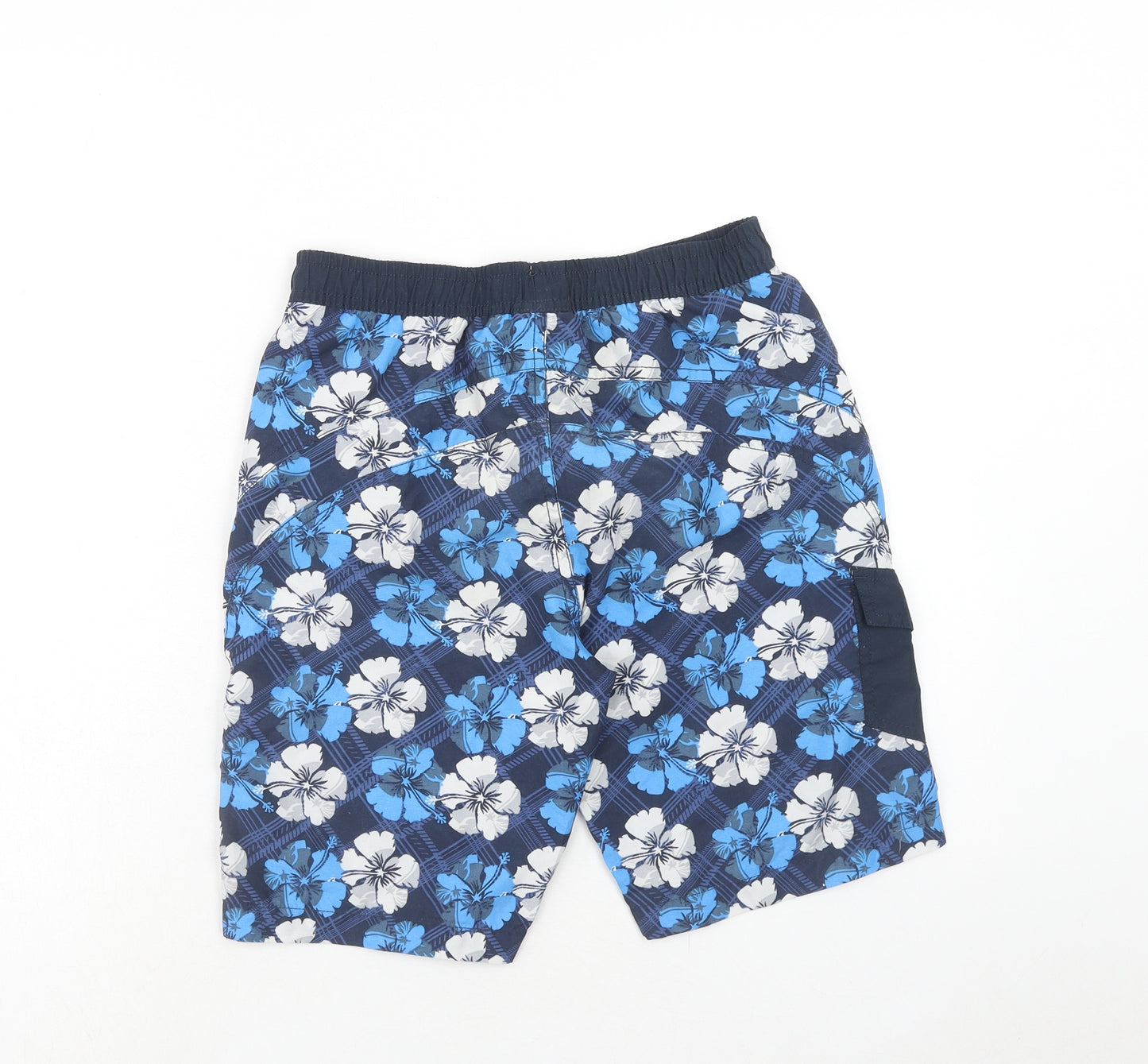 Mountain Warehouse Boys Blue Floral Polyester Sweat Shorts Size 11-12 Years Regular Drawstring - Swim Shorts