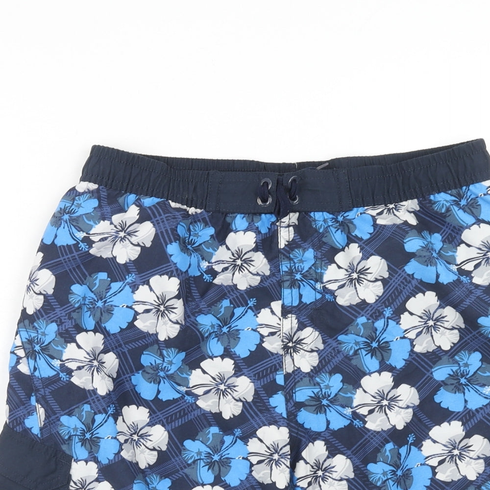 Mountain Warehouse Boys Blue Floral Polyester Sweat Shorts Size 11-12 Years Regular Drawstring - Swim Shorts